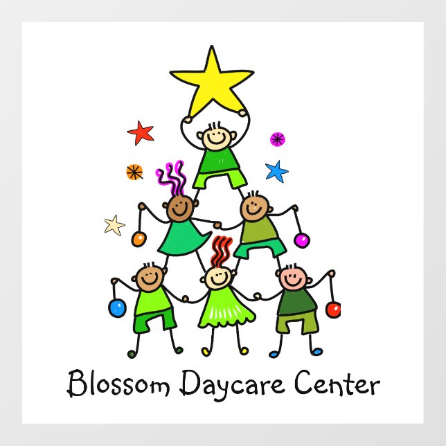 Personalized Christmas Tree Kids Window Cling (Sheet)
