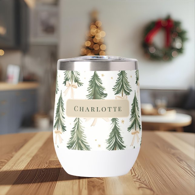 Personalized Christmas Tree Name Wine Tumbler (Créateur téléchargé)