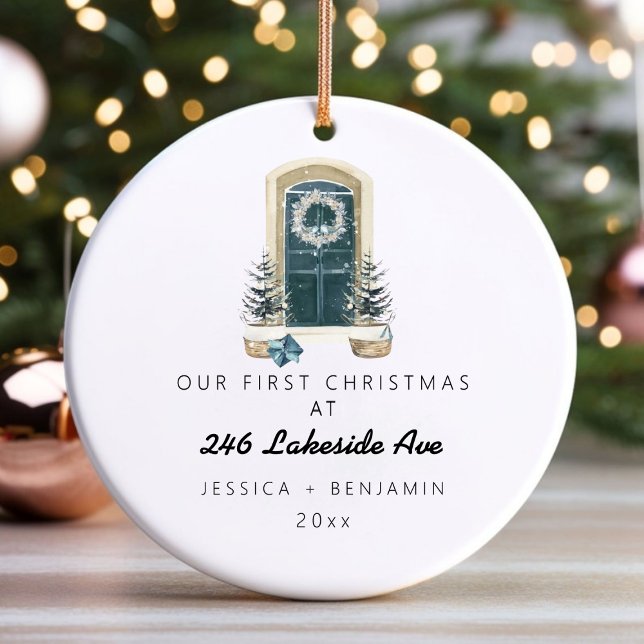 Personalized Christmas Tree New Home Holiday  Ceramic Ornament (Personalized Christmas Tree New Home Holiday Ceramic Ornament)