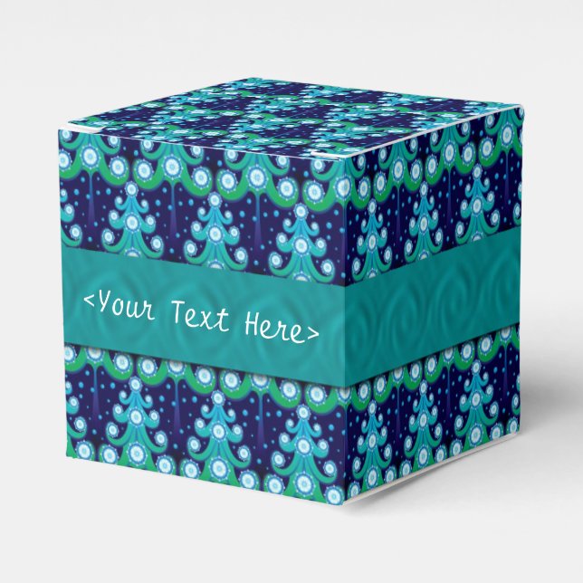 Personalized Christmas Tree Pattern Cube Favour Bo Favor Box (Front Side)