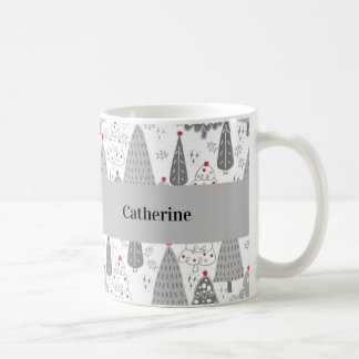 Personalized Christmas Tree Pattern Custom Name Mu Coffee Mug