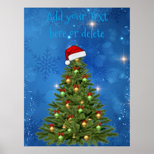 Personalized Christmas Tree Snowflake Wall Poster (Devant)