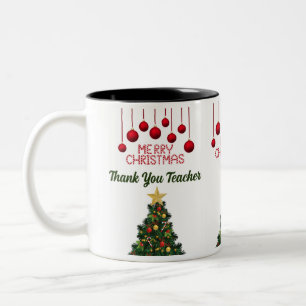 Personalized Christmas Tree Thank You  Two-Tone Coffee Mug
