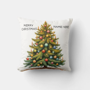 Personalized Christmas Tree Throw Pillow