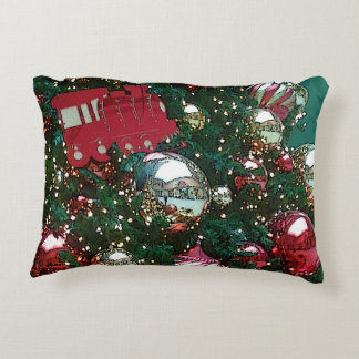 Personalized Christmas Tree Union Station Train Accent Pillow