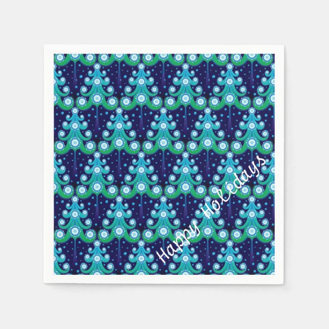 Personalized Christmas Trees Pattern Napkins (Front)