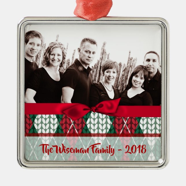Personalized Christmas Ugly Sweater PHOTO Ornament (Front)