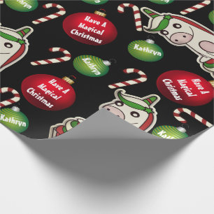 Personalized Christmas Unicorns Wrapping Paper