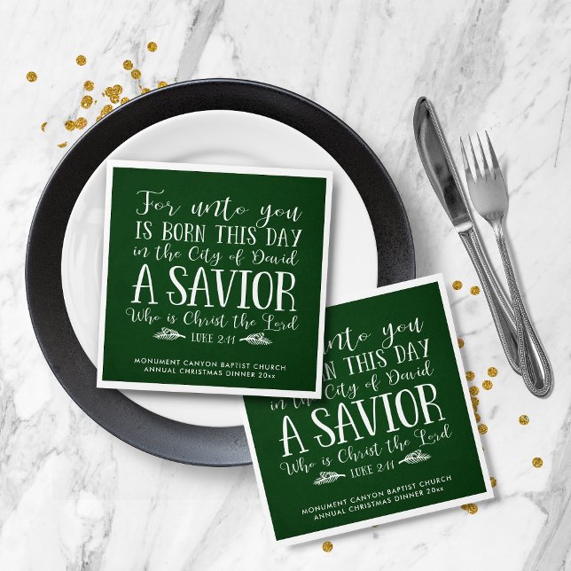 Personalized Christmas Verse Typography Green Napkin (Personalized Christmas Verse Typography Green Napkins)