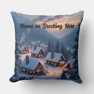Personalized Christmas Village 1 Throw Pillow