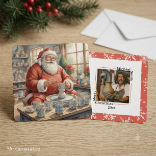 Personalized Christmas Vintage Pottery Santa Photo