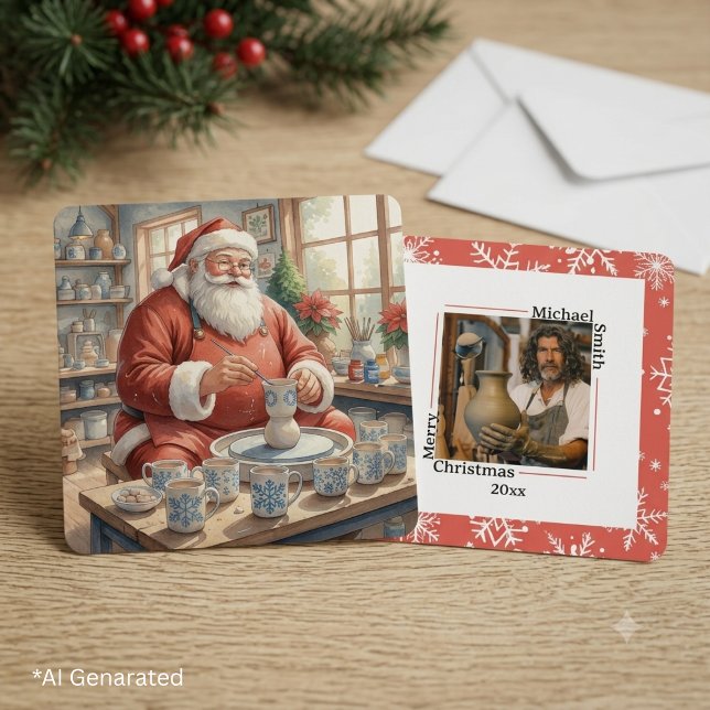 Personalized Christmas Vintage Pottery Santa Photo (Creator Uploaded)