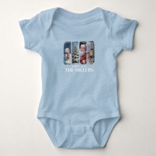 Personalized Christmas Vintage Santa Claus Snowman Baby Bodysuit