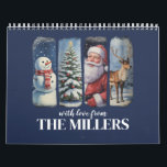 Personalized Christmas Vintage Santa Claus Snowman Calendar<br><div class="desc">Personalized Christmas Vintage Santa Claus Snowman Tree Retro</div>