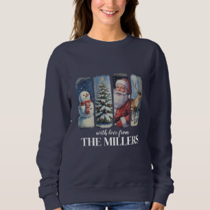 Personalized Christmas Vintage Santa Claus Snowman Sweatshirt