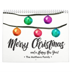 Personalized, Christmas, Watercolor, Custom Photo Calendar