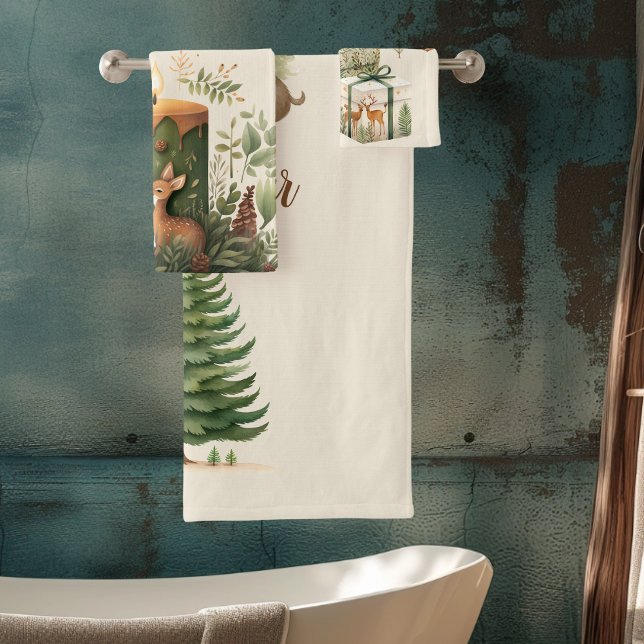 Personalized Christmas Whimsical Baby 1st Christma Bath Towel Set (Creator Uploaded)