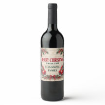 Personalized Christmas Wine Bottle Label