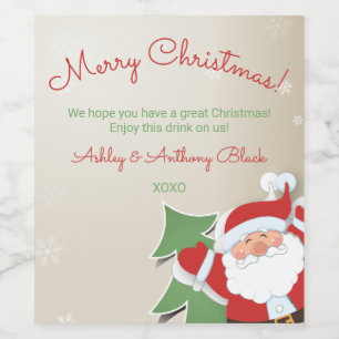 Personalized Christmas Wine Labels   Santa Claus