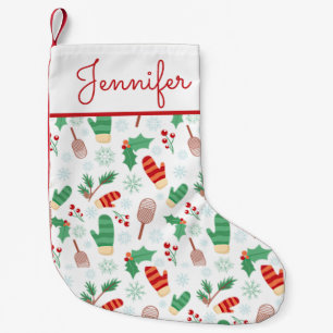 Personalized Christmas Winter Mittens & Holly Small Christmas Stocking