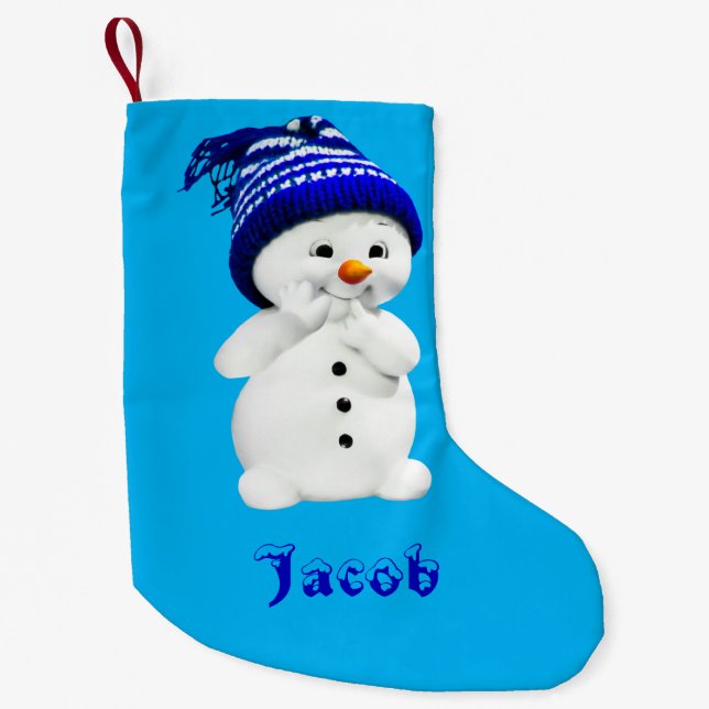 Personalized Christmas Winter Snowman Small Christmas Stocking (Front)