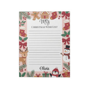 Personalized Christmas Wish List Lined Notepad