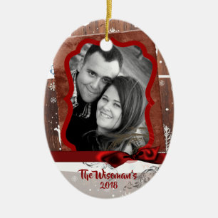 Personalized Christmas Wood Deer PHOTO Ornament