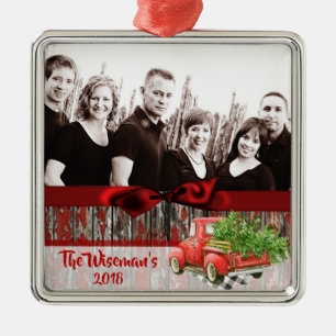 Personalized Christmas Wood Truck PHOTO Ornament