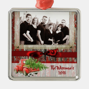 Personalized Christmas Wood Truck PHOTO Ornament