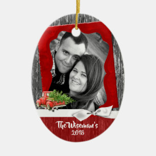 Personalized Christmas Wood Truck PHOTO Ornament