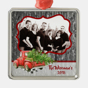 Personalized Christmas Wood Truck PHOTO Ornament