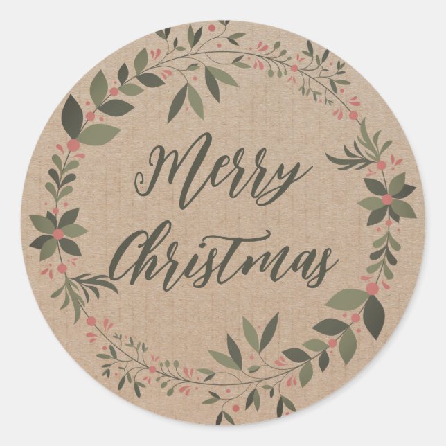 Personalized Christmas wreath  Classic Round Stick Sticker (Front)