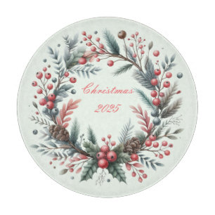 Personalized Christmas Wreath Cutting Board