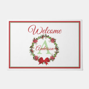 Personalized Christmas wreath Doormat