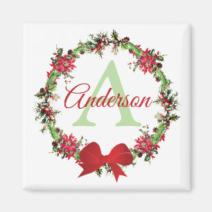Personalized Christmas wreath  Magnet