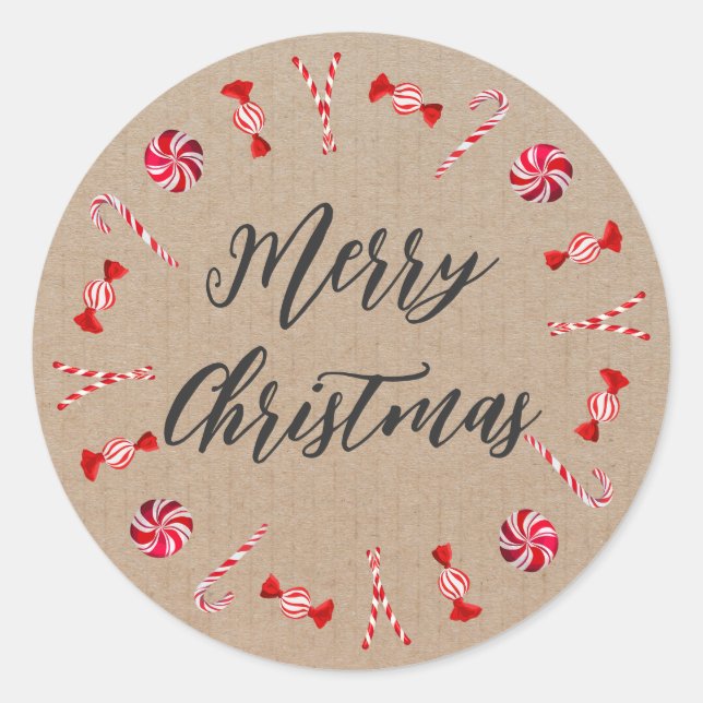 Personalized Christmas Wreath Merry Christmas  Cla Classic Round Sticker (Front)