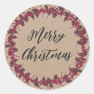 Personalized Christmas Wreath Merry Christmas Clas Classic Round Sticker