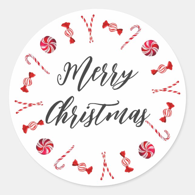 Personalized Christmas Wreath Merry Christmas Classic Round Sticker (Front)