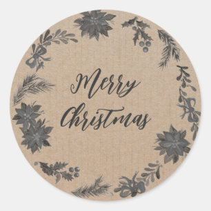 Personalized Christmas Wreath Merry Christmas Classic Round Sticker