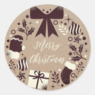 Personalized Christmas Wreath Merry Christmas  Classic Round Sticker