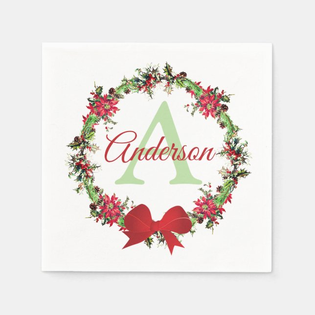 Personalized Christmas wreath  Napkin (Front)