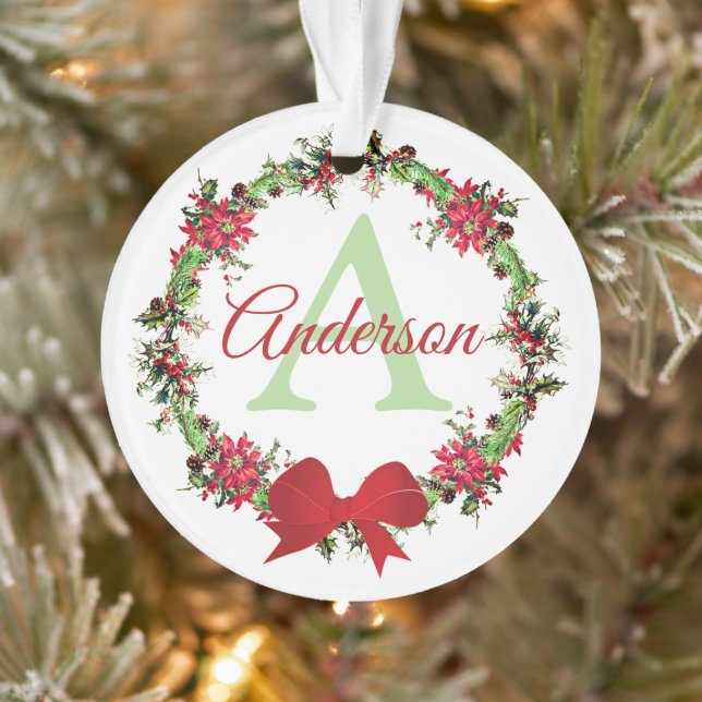 Personalized Christmas wreath  Ornament (Tree)