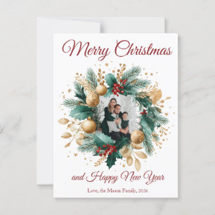 Personalized Christmas Wreath Photo Card