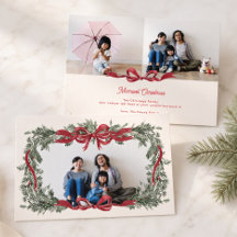 Personalized Christmas Wreath Red Bow 3 Photo