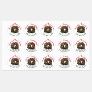 Personalized Christmas wreath Wishes Labels