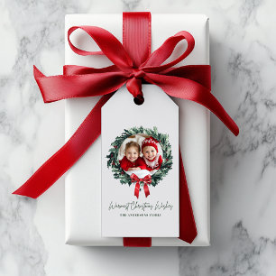 Personalized Christmas Wreath  with Photo & Name Gift Tags