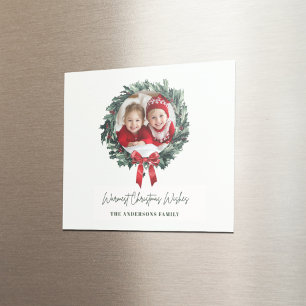 Personalized Christmas Wreath with Photo & Name Magnet