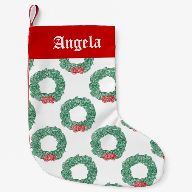 Personalized Christmas Wreaths Small Christmas Stocking (Front)