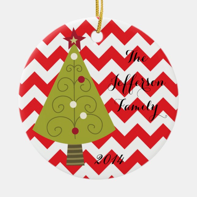 Personalized Christmas XMAS Tree Family Ornament (Front)