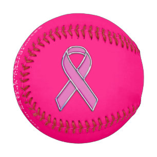 Personalized Chrome Like Pink Ribbon Awareness Baseball